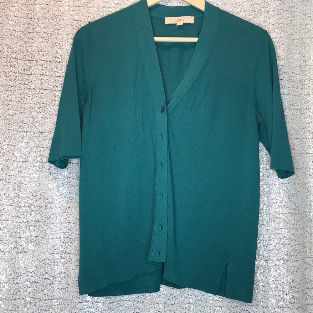 LOFT V Neck Short Sleeve Cardigan